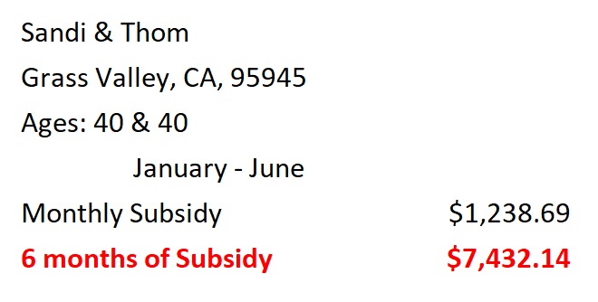 The household received $7,432 in subsidy through the first 6 months of the year at the lower income of $30k.