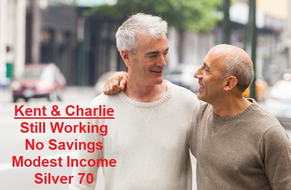 Kent and Charlie lost a lot of money and savings from the Great Recession. They are still working, but must pay more for health care than another couple with substantial savings.