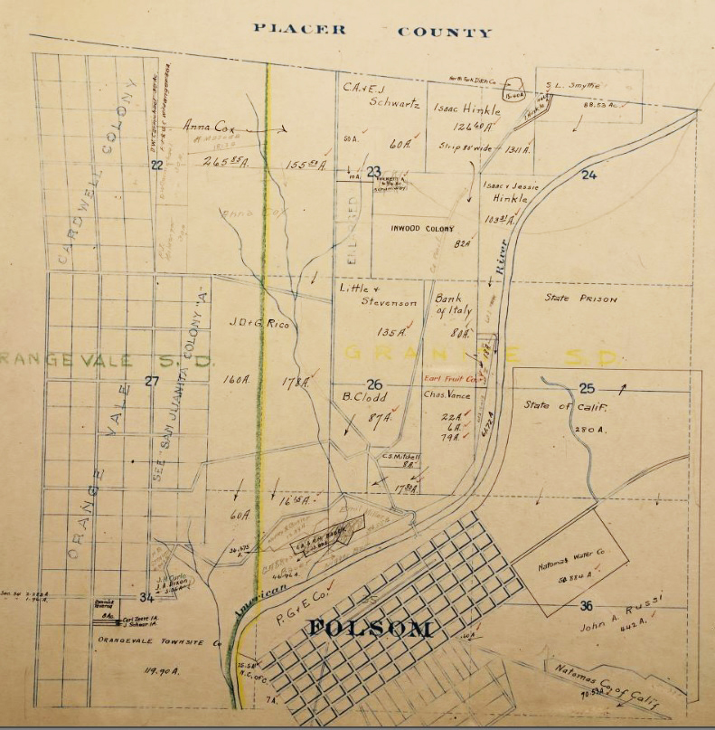 1925 Assessors map. North Fork Ditch Co. retail consumers: Cardwell Colony, And Juanita Colony, land from San Juan land grant over to river. Service extended into Inwood Colony in 1947.