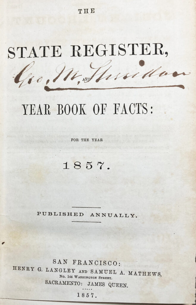 California Register, 1857, title page.