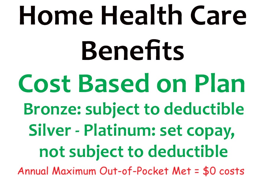 For many health plans, home health copayments are not subject to meeting your deductible.