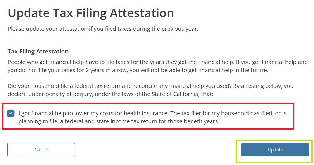 Check mark box attesting you have filed or will file a federal income tax return.