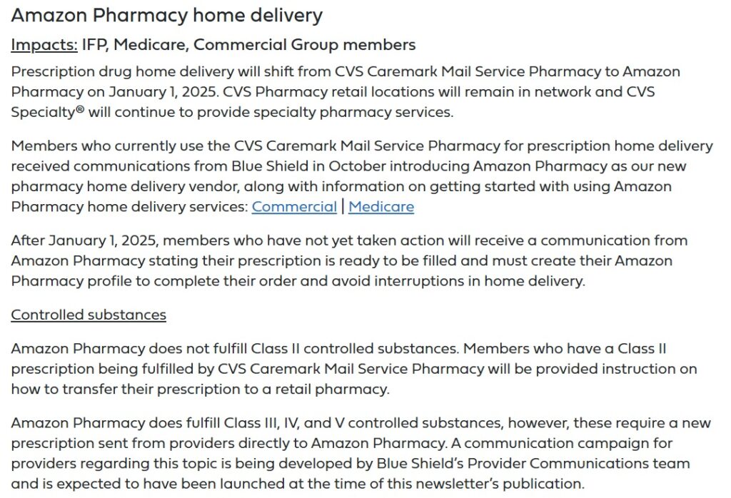 Amazon Home Delivery with Blue Shield of California health plans.