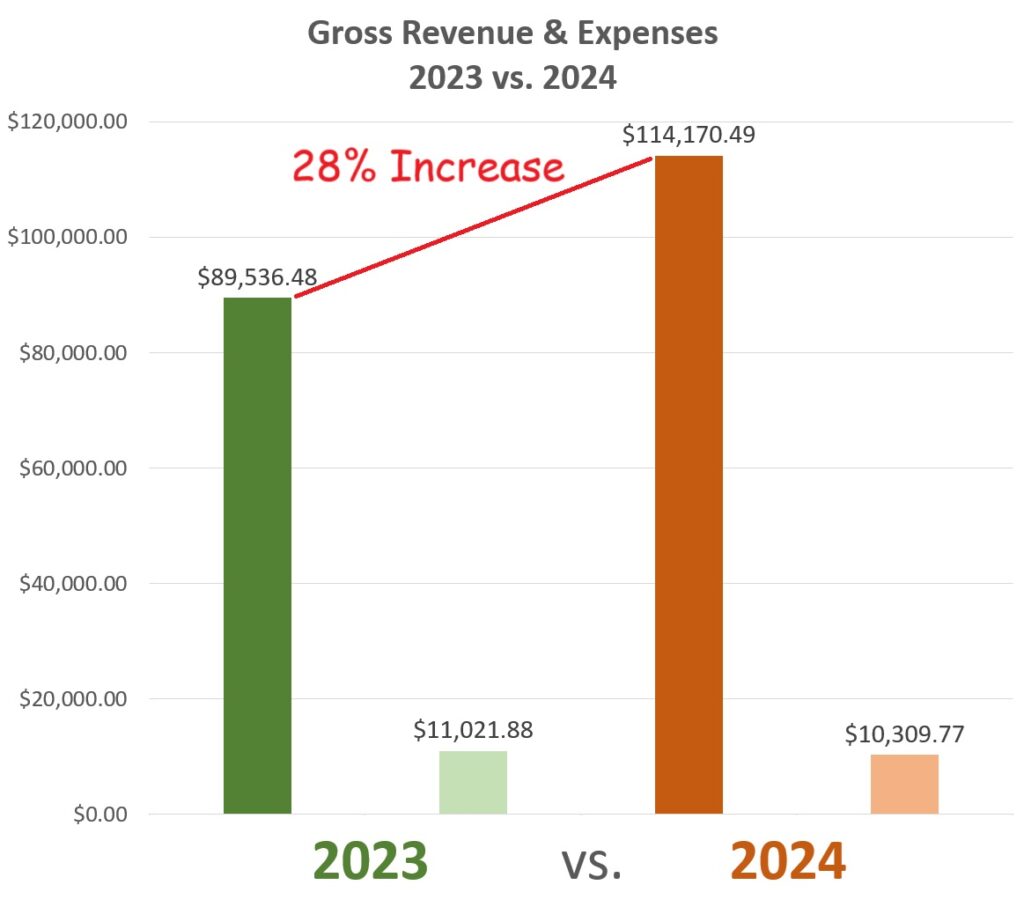 My gross revenue jumped 28% in 2024.