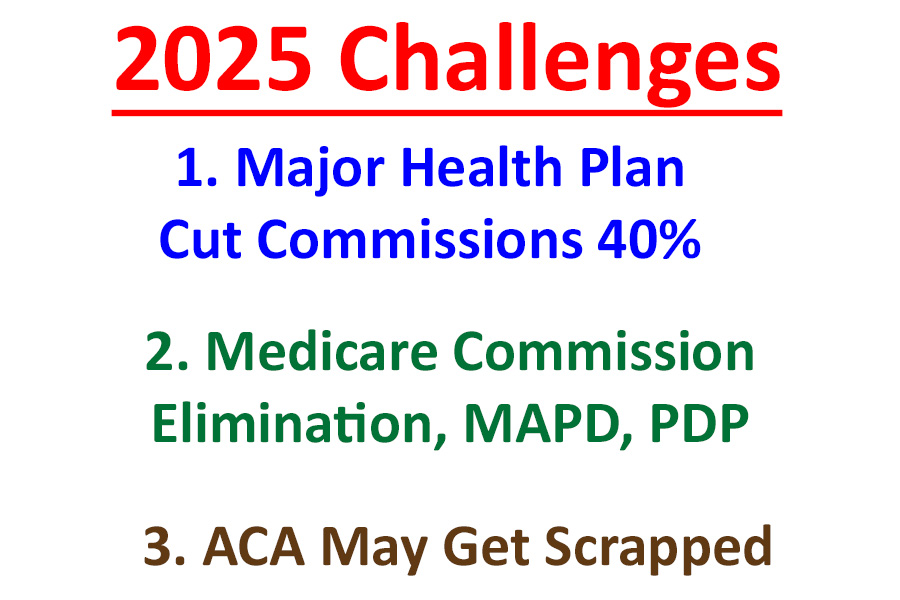 Commissions will decrease in 2025, and the Affordable Care Act may be eliminated in 2026.