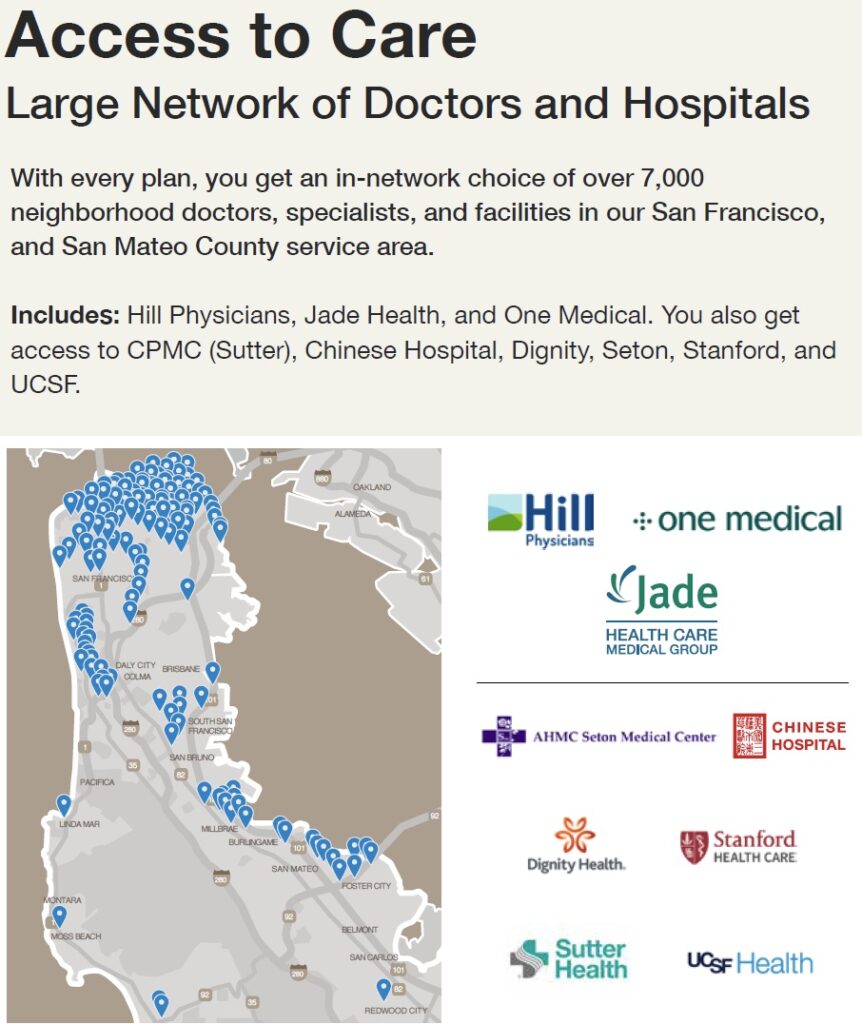 Balance CCHP medical groups, hospitals, service area map, 2025.