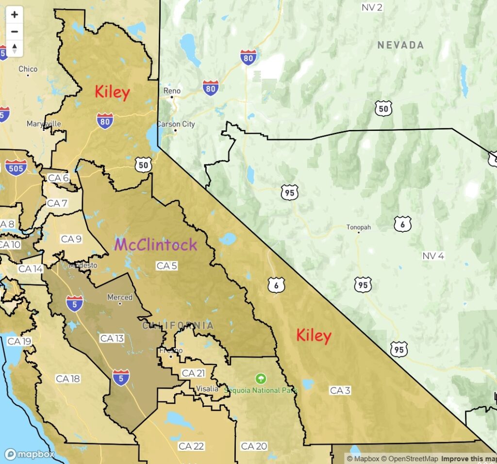 California congressional district 3, Kiley (R), and district 5, McClintock (R).