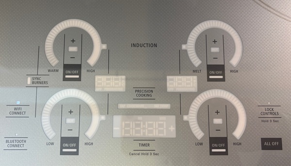 Control of the GE Monogram induction cooktop.