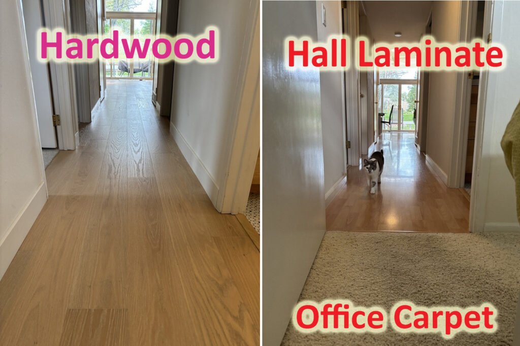 Hardwood floors are less reflective than laminate, have more texture and character.