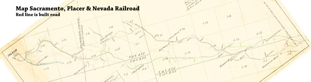 1861 map of the Sacramento, Placer and Nevada Railroad.