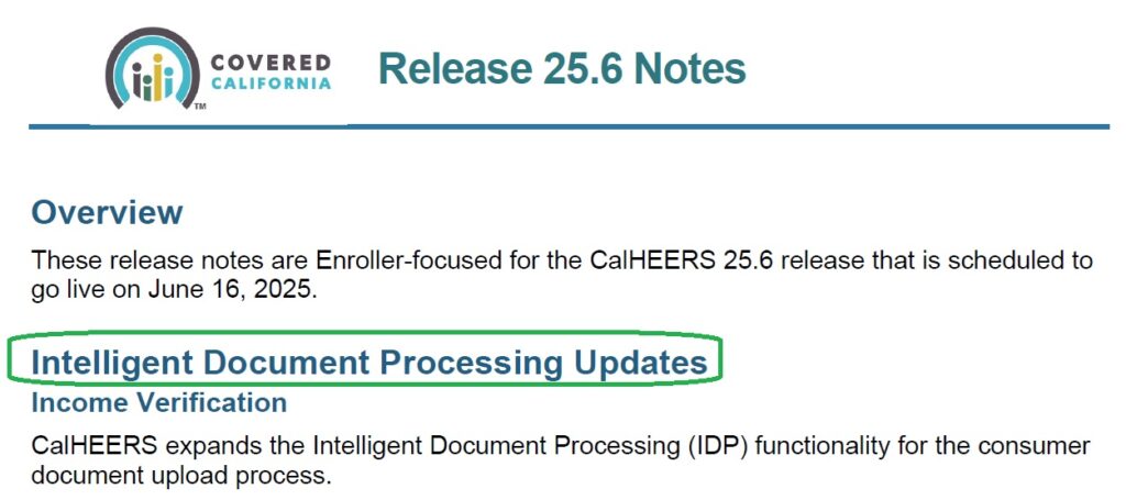 Covered California is implementing intelligent document processing to speed up the verification process.