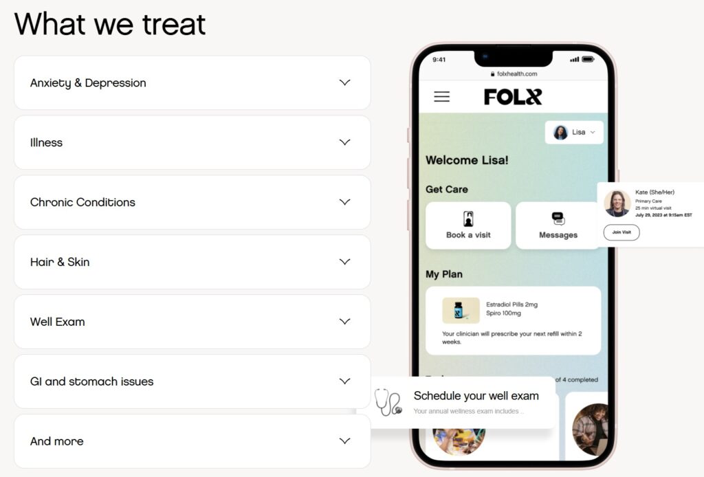 FOLX virtual primary care provider offering a variety of health care services and referrals for the LGBTQ community.