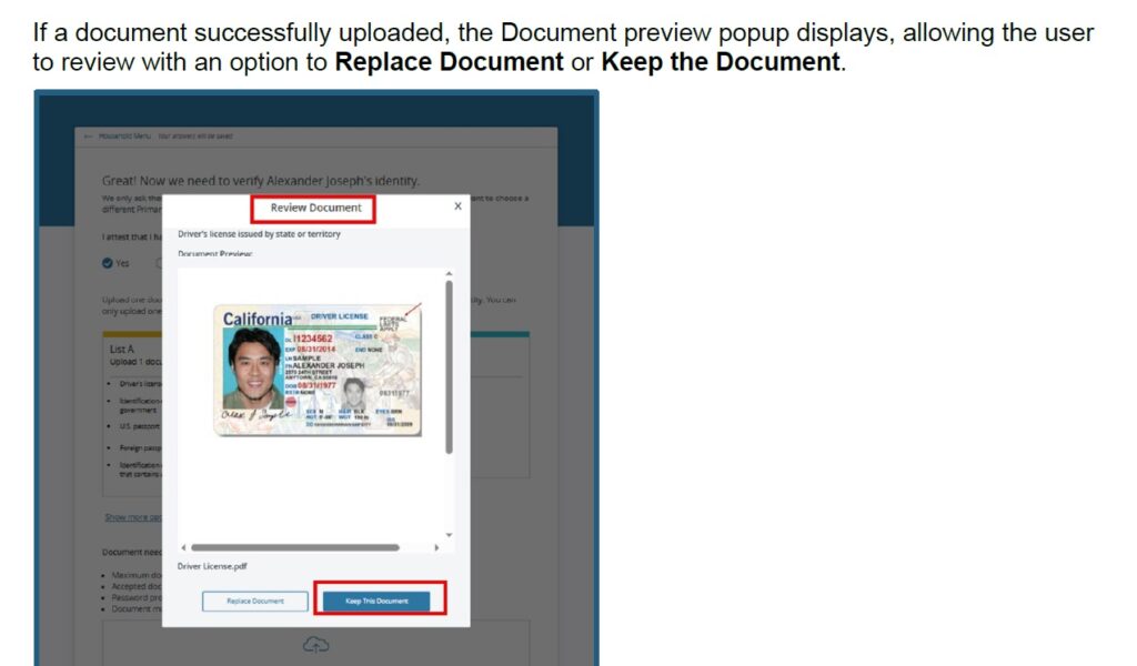 The Covered California system can pick up data fields on documents to compare with other federal databases to verify identity.
