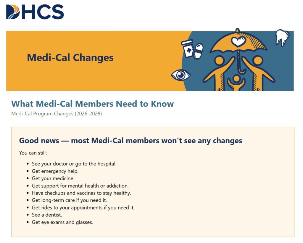 Changes to Medi-Cal program 2026 - 2028