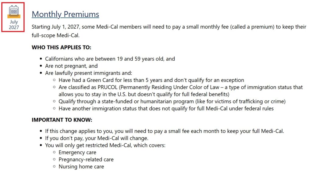 Medi-Cal HMO plan premiums.