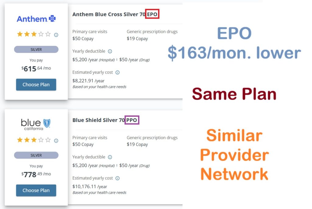 EPO plans have no out of network benefits, but the provider network can be similar to a PPO plan.