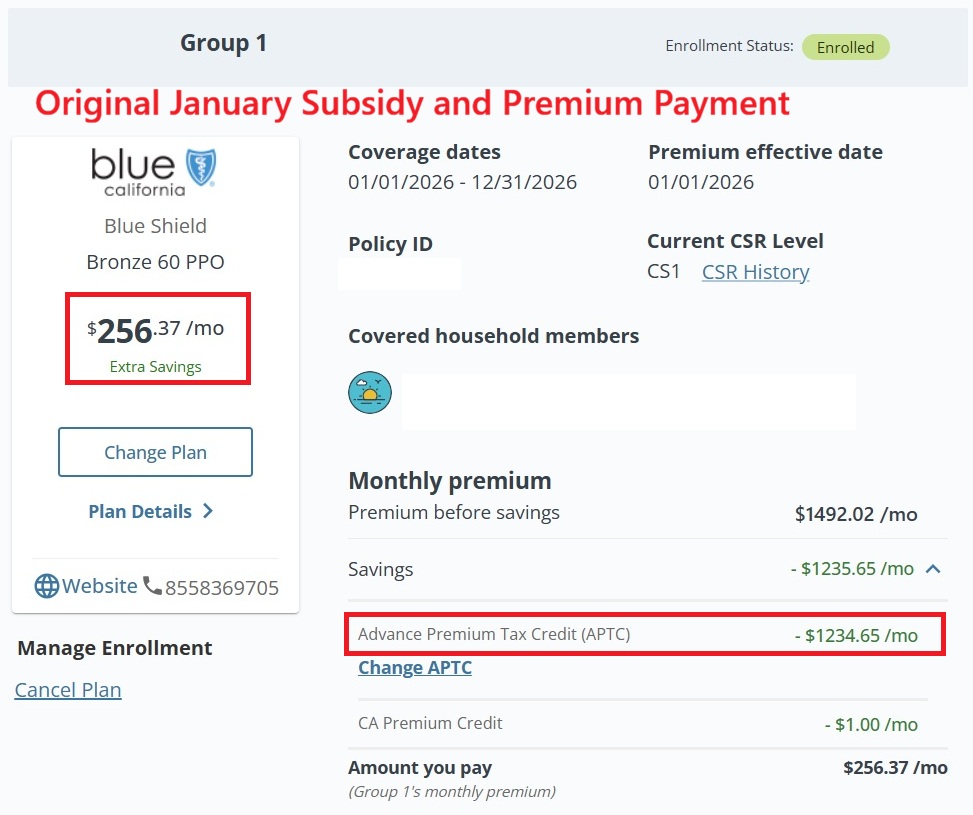 Too much subsidy resulting in a lower health insurance premium.