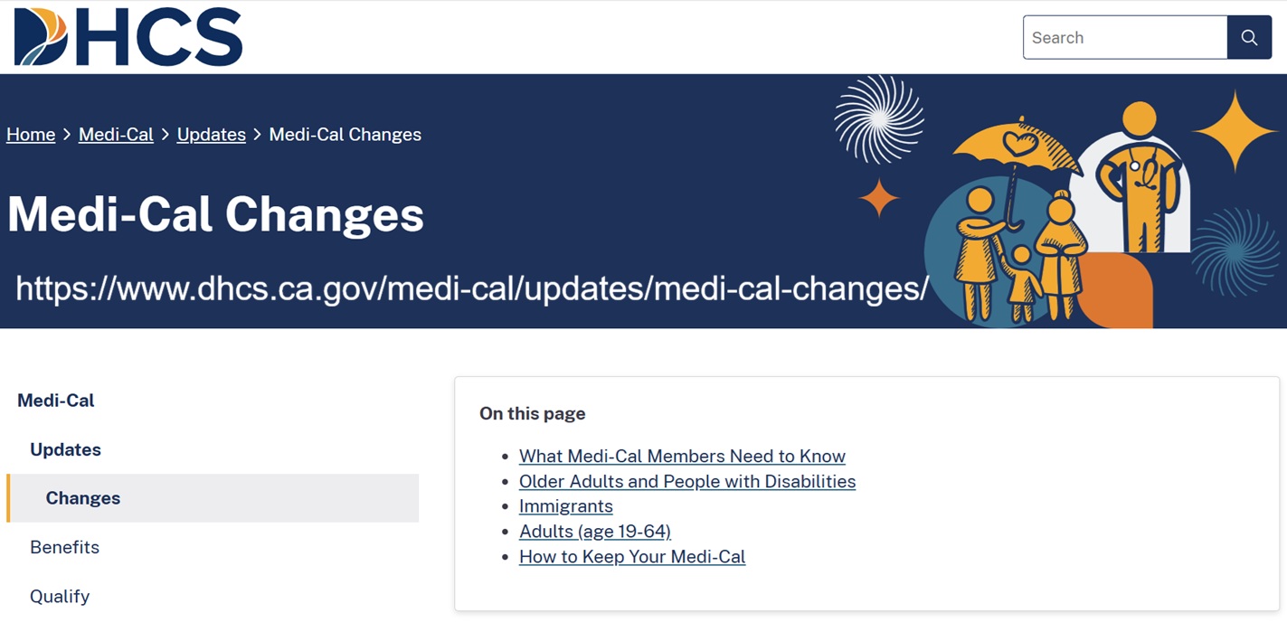 Medi-Cal Changes webpage