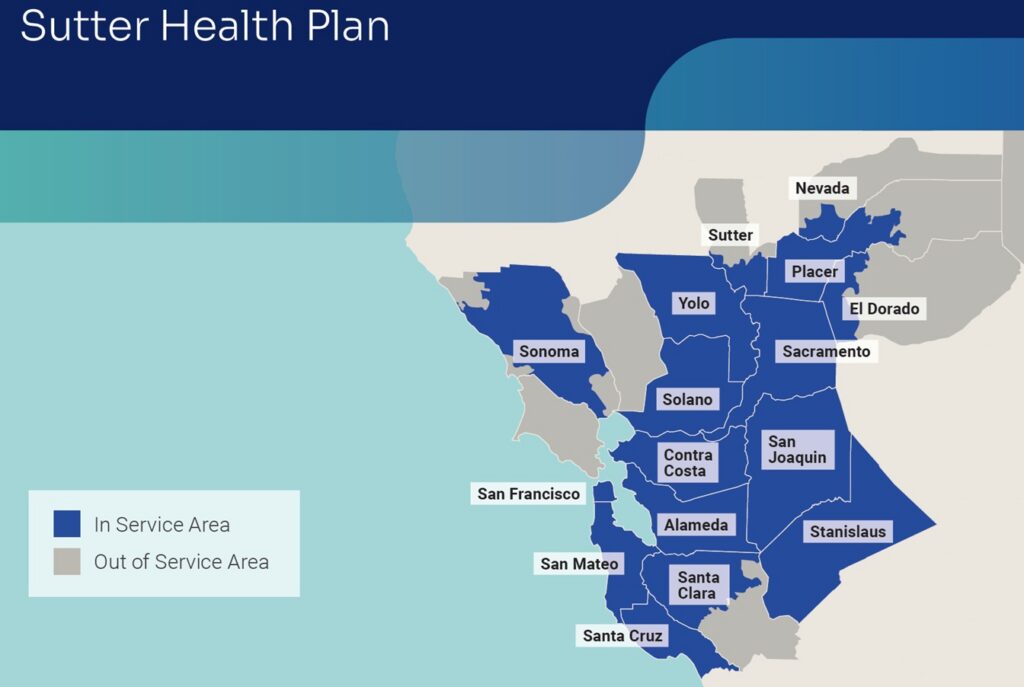 Sutter Health Plan coverage map.