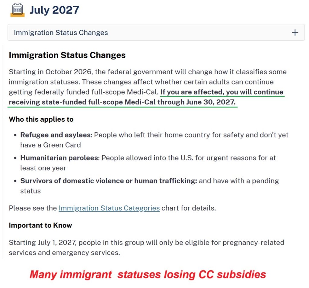 Some immigration categories will lose Medi-Cal coverage in 2027.
