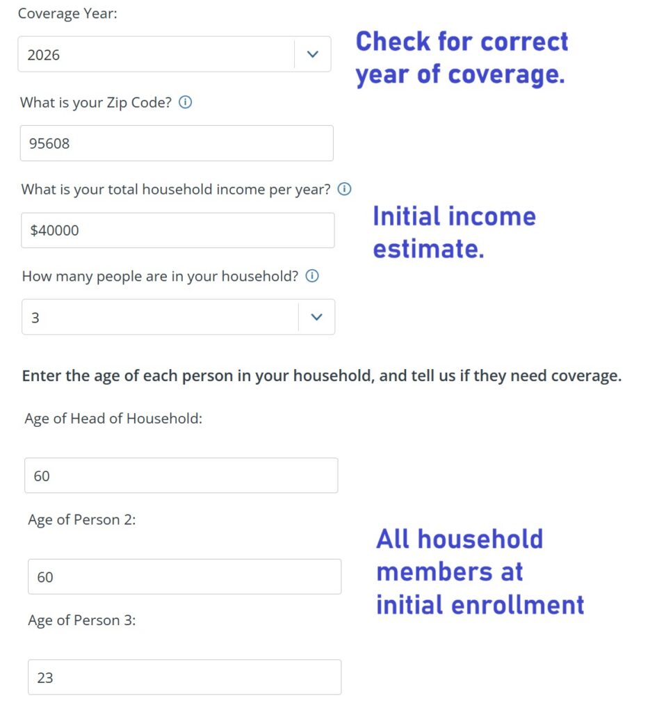 Enter household information from the original application.
