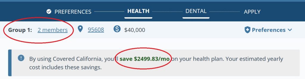 The health plan page will show the monthly subsidy you are eligible for.