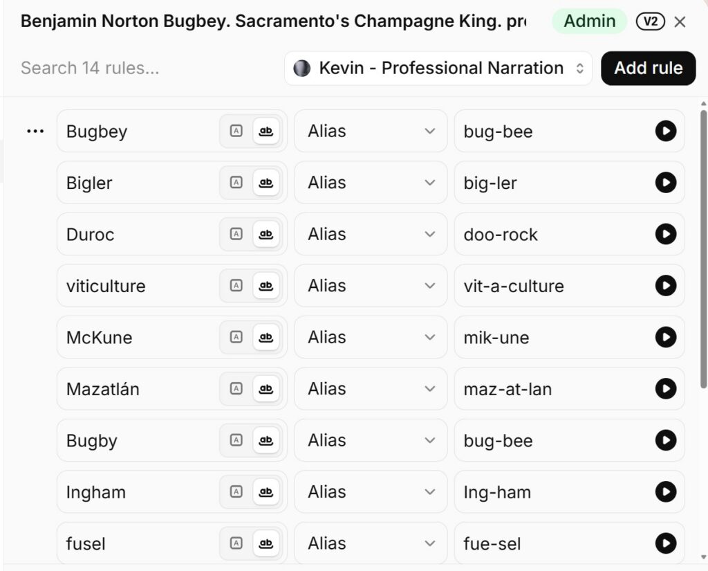 One mistake was creating a pronunciation rule for words. AI does a good job.