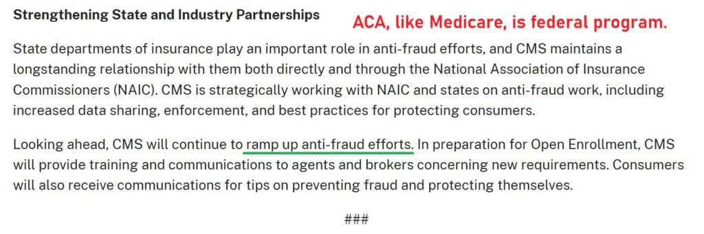 CMS to work with state insurance commissioners.