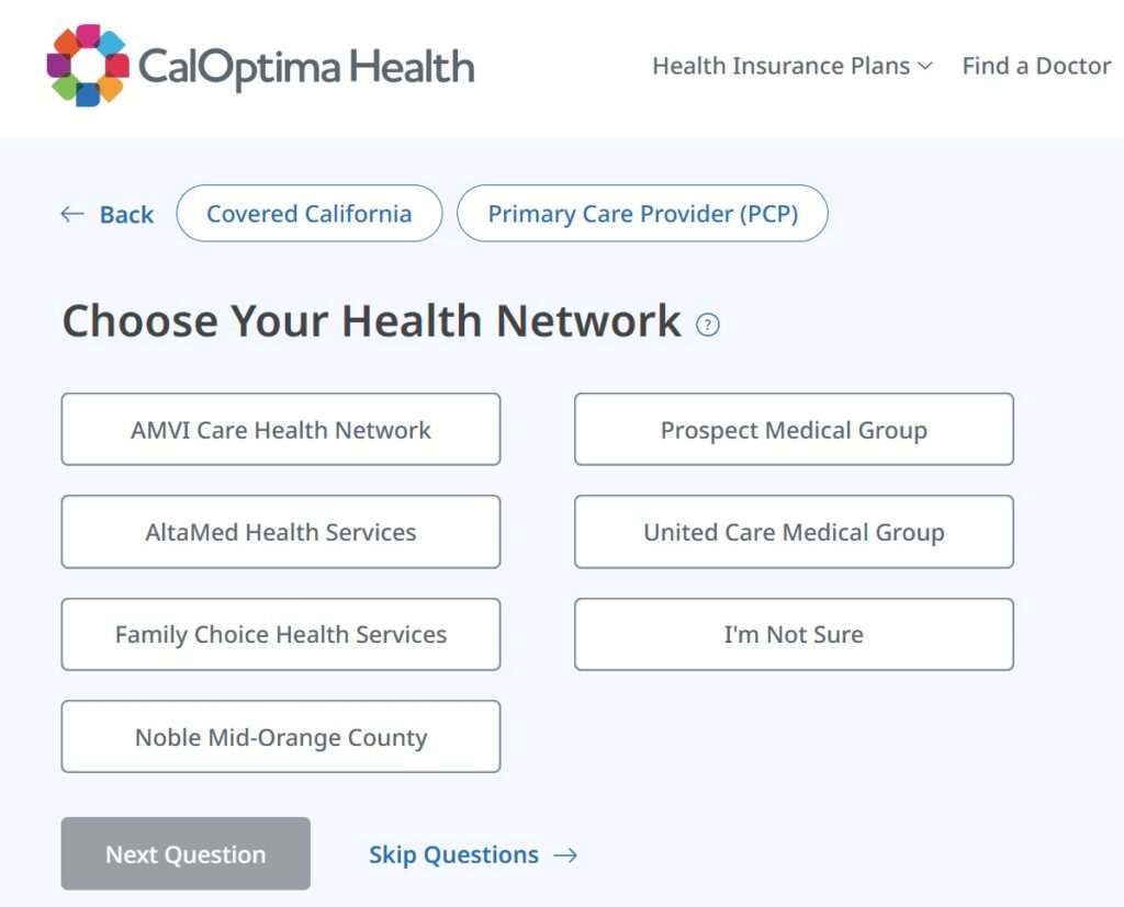 CalOptima 2027 medical groups.